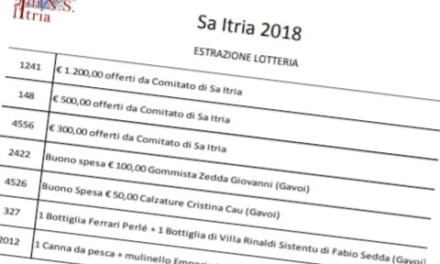 I numeri della lotteria di Sa Itria 2018