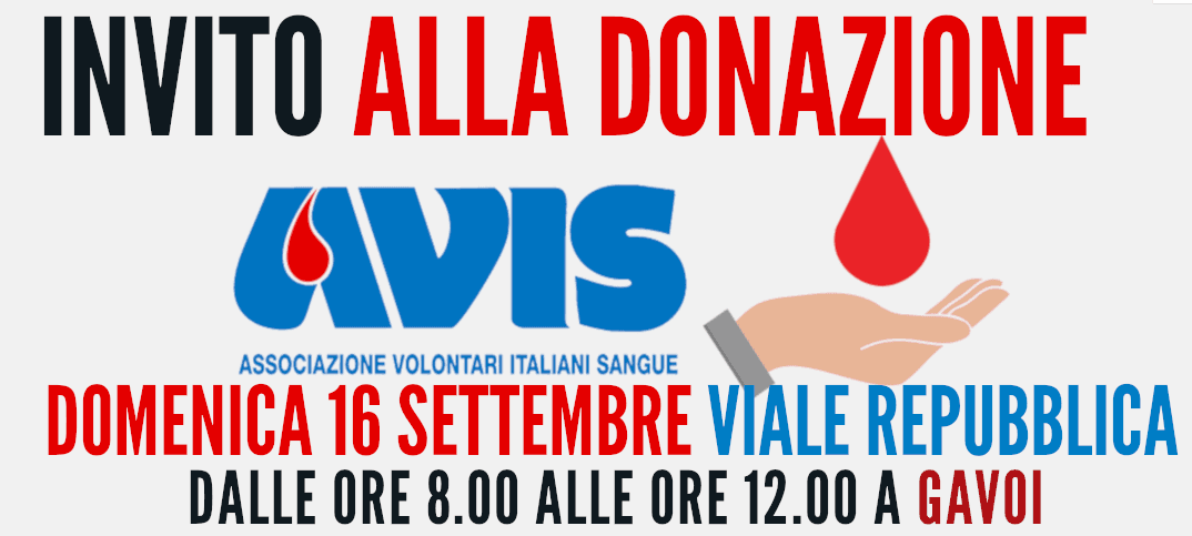 USCITA DOMENICALE PER LA DONAZIONE DI SANGUE