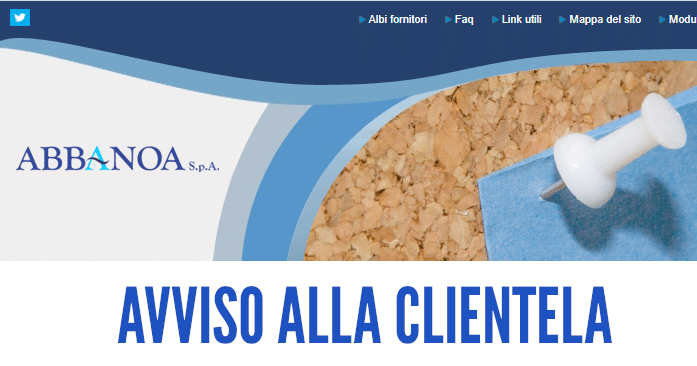 COMUNICATO DI ABBANOA AVVISO ALLA CLIENTELA