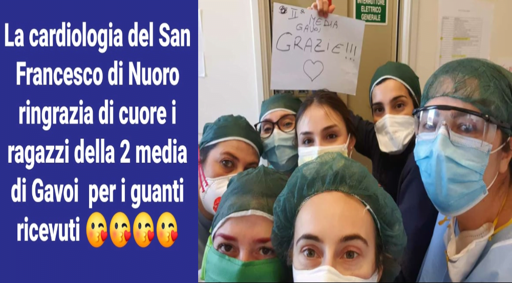 LA 2ª  CLASSE DELLA SCUOLA MEDIA DI GAVOI DONA I GUANTI AL SAN FRANCESCO DI NUORO