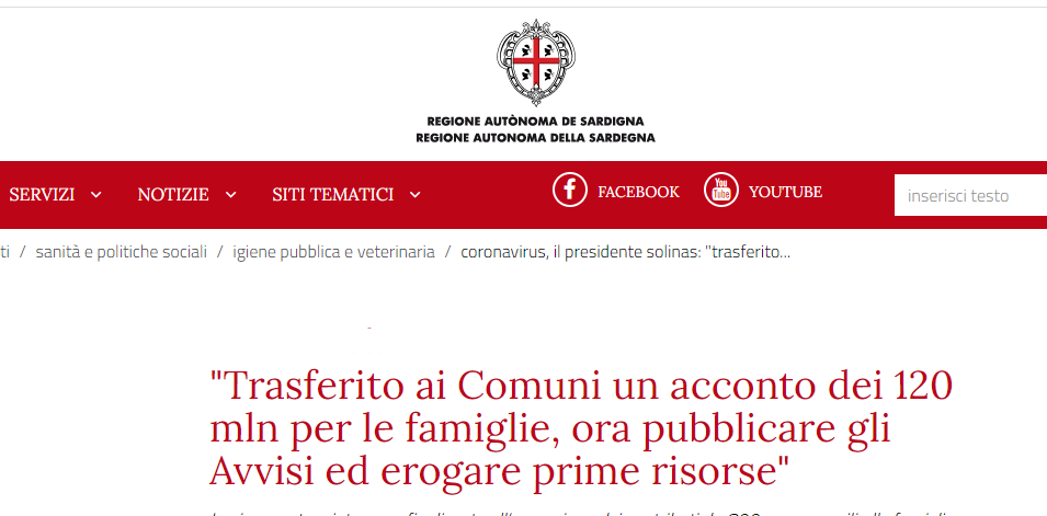 “Misure straordinarie e urgenti a sostegno delle famiglie per fronteggiare l’emergenza economico – sociale derivante dalla pandemia SARS-CO V2”