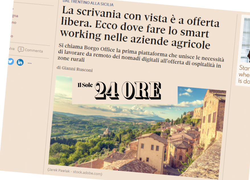 SMART WORKING BORGO OFFICE LAVORARE DA REMOTO DEI NOMADI DIGITALI – IL SOLE 24 ORE – GAVOI –