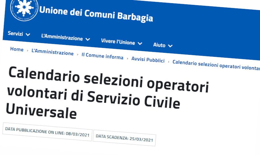 Calendario selezioni operatori volontari di Servizio Civile Universale