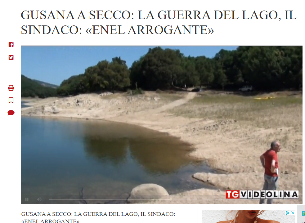 GUSANA A SECCO: LA GUERRA DEL LAGO, IL SINDACO: «ENEL ARROGANTE»