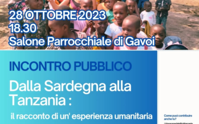 INCONTRO PUBBLICO “DALLA SARDEGNA ALLA TANZANIA” RACCONTO DI UNA ESPERIENZA UMANITARIA